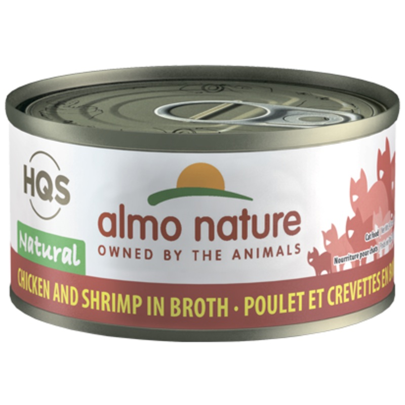 Almo Nature HQS Natural Chicken And Shrimps In Broth Canned Cat Food: 2.47- Oz Cans, Case of 24