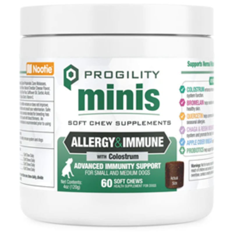 Nootie Progility Minis Soft Chew Supplements Allergy Relief with Colostrum 60ct