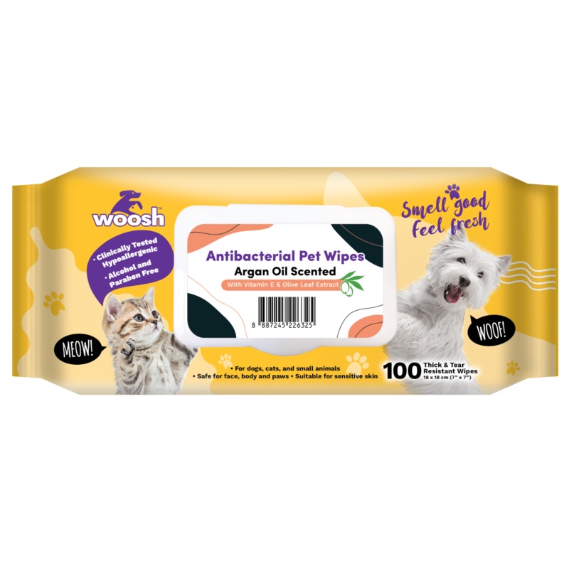 Woosh Pet Wipes Antibacterial – Argan Oil 100sheets