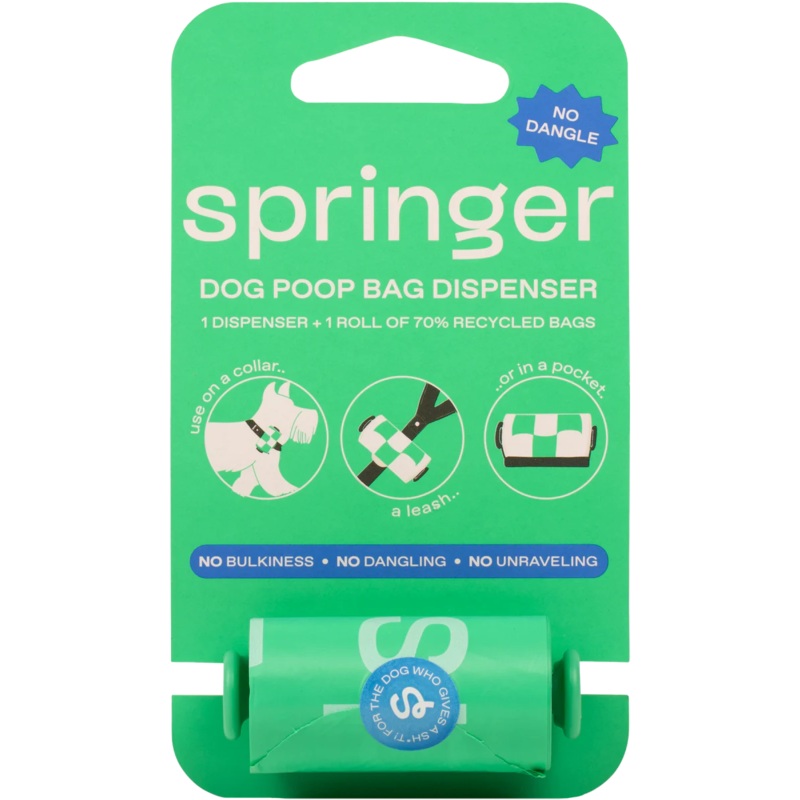 Springer Pets Poop Bag Dispenser With Bags Springer Green