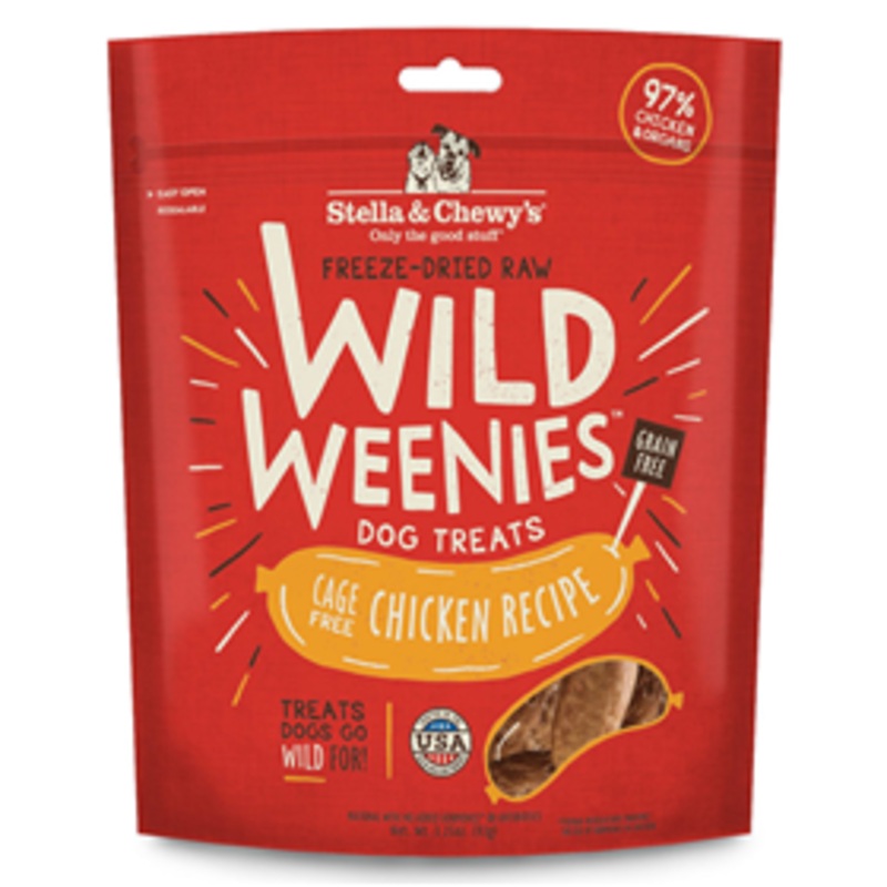 Stella & Chewys Freeze Dried Wild Weenies Cage-Free Chicken Recipe Dog Treats 3.25 oz