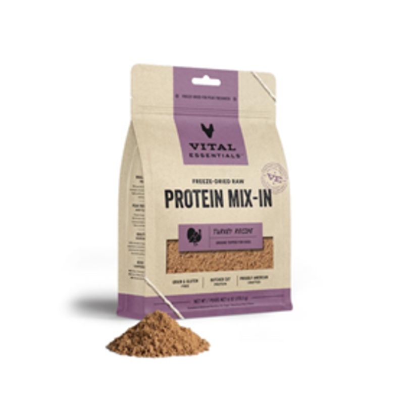 Vital Essentials Freeze-Dried Raw Protein Mix-In Turkey Recipe Mini Nibs Topper for Dogs 6 oz.