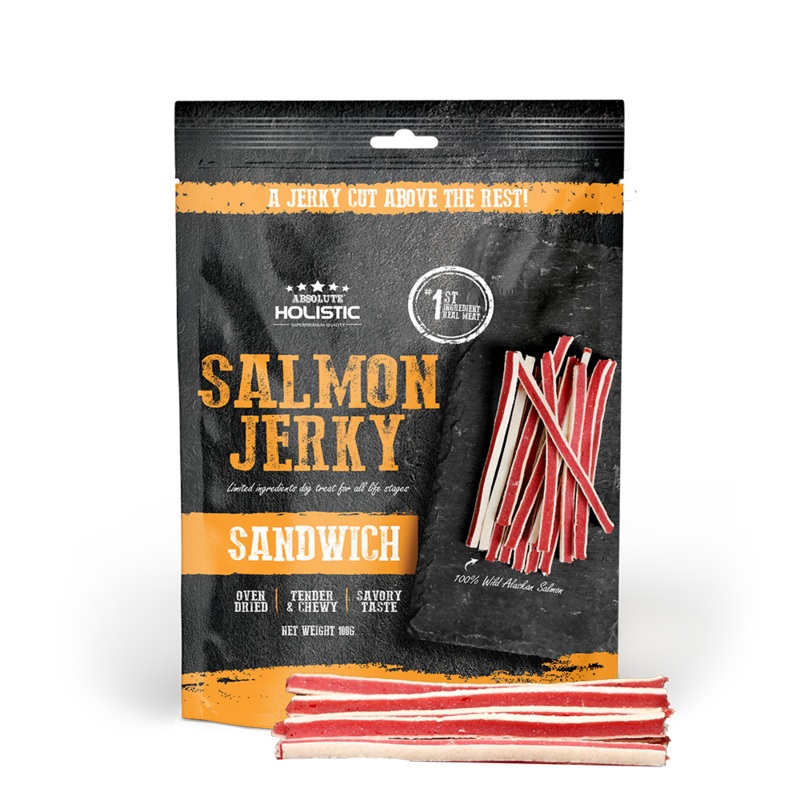 Absolute Holistic Dog Treats Salmon Jerky Sandwich 100g