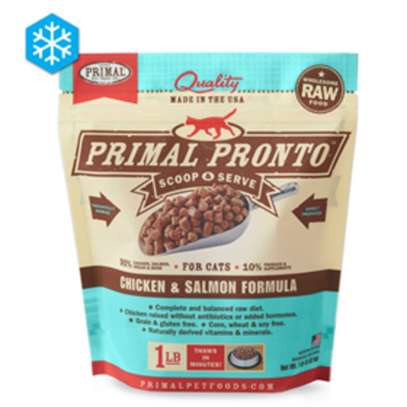 Primal Pronto Scoop & Serve Wholesome Raw Chicken & Salmon Formula for Cats 1 lb.