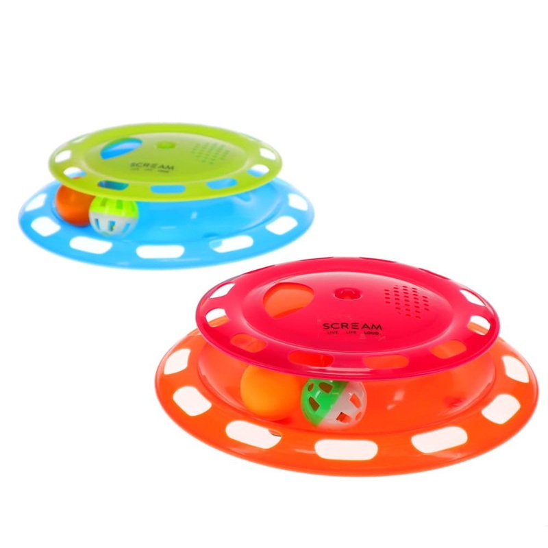 Scream Single Layer Orb Tower Cat Toy with Spin Top