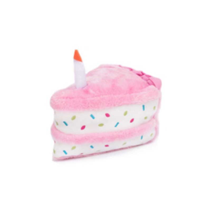 ZippyPaws NomNomz Pink Birthday Cake Dog Toy 7 in