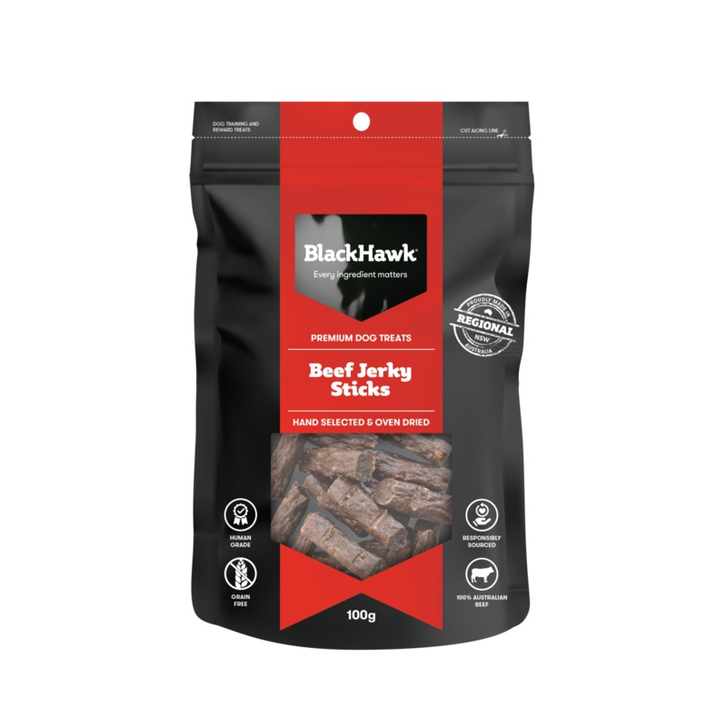 Black Hawk Beef Jerky Sticks Dog Treats 100g