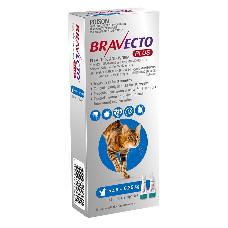 Bravecto Plus Spot-on for Medium Cats – 2 Pack