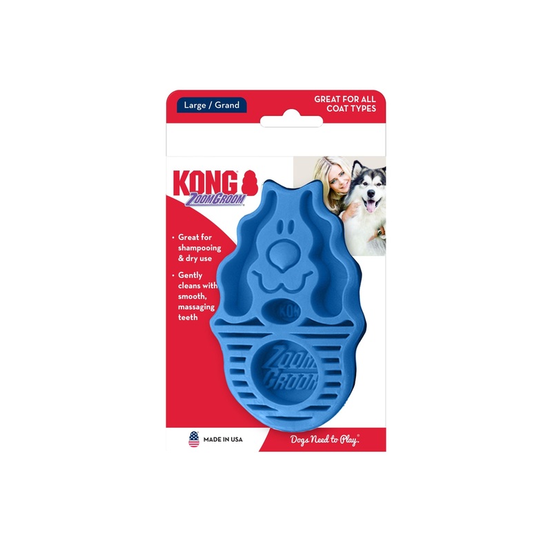 KONG ZoomGroom for Dogs|Boysenberry (Blue)|Raspberry (Red)
