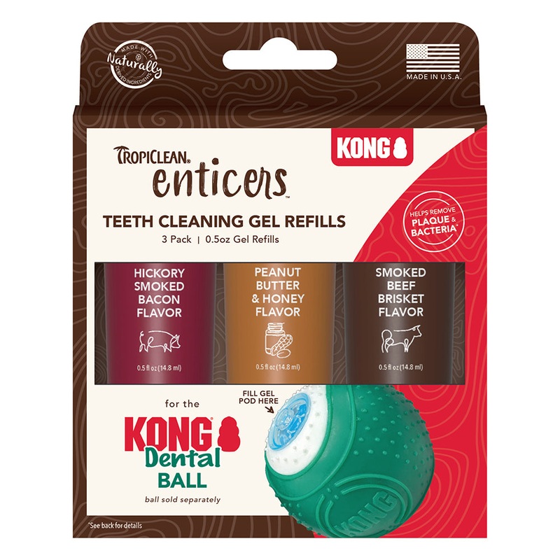 TropiClean Enticers Teeth Cleaning Gel for Dogs – Variety Pack for Kong Dental Ball 0.5oz