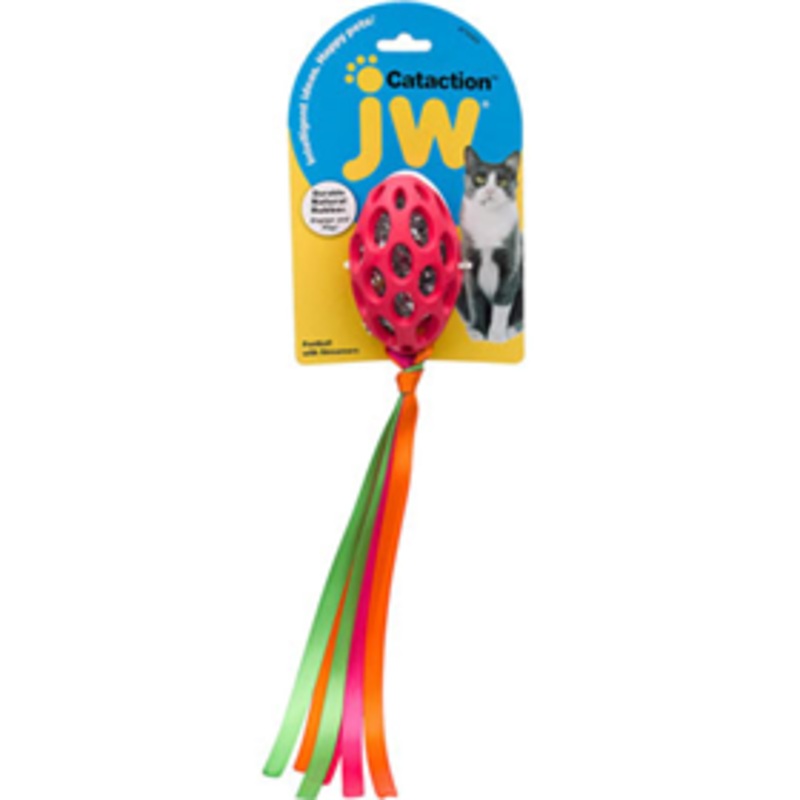 JW Pet Cataction Football With Streamers Cat Toy
