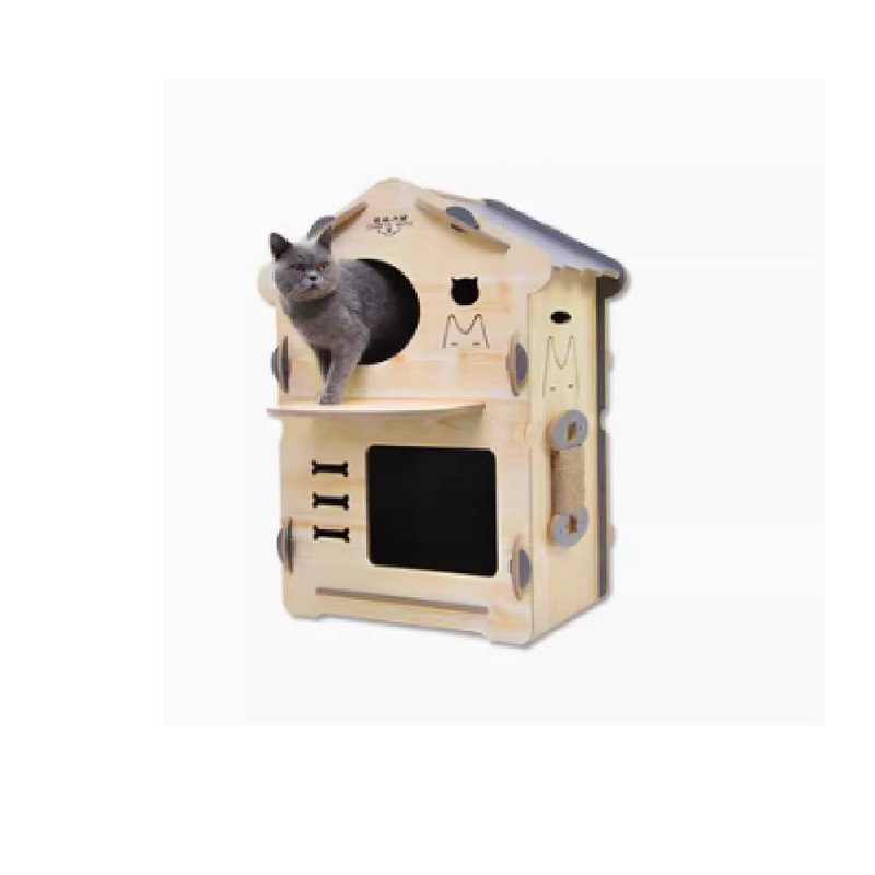 Startribe Cat Wooden Villa – Two-storey with Mushroom Roof L60 x W40 x H80cm