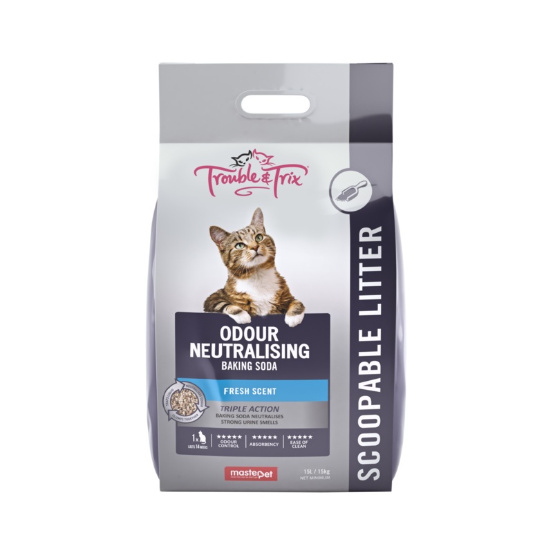Trouble and Trix Odour Neutralising Baking Soda Clumping Cat Litter 15L