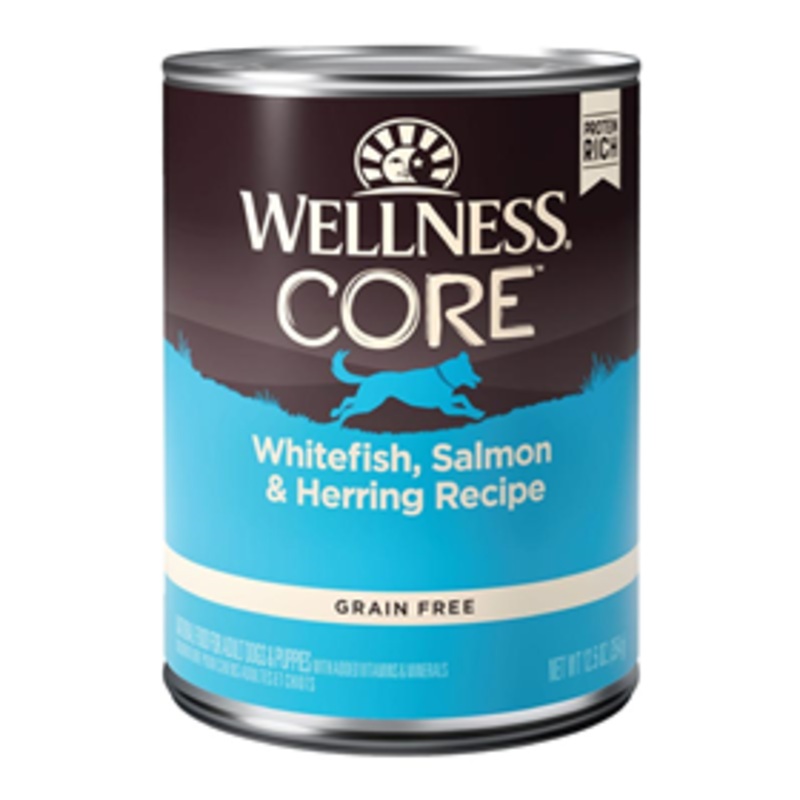 Wellness Core Grain Free Salmon, Whitefish & Herring Formula Canned Dog Food 12.5 oz.