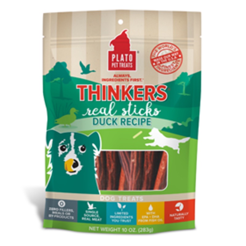 Plato Pet Treats Thinkers Real Sticks Duck Recipe Dog Treats