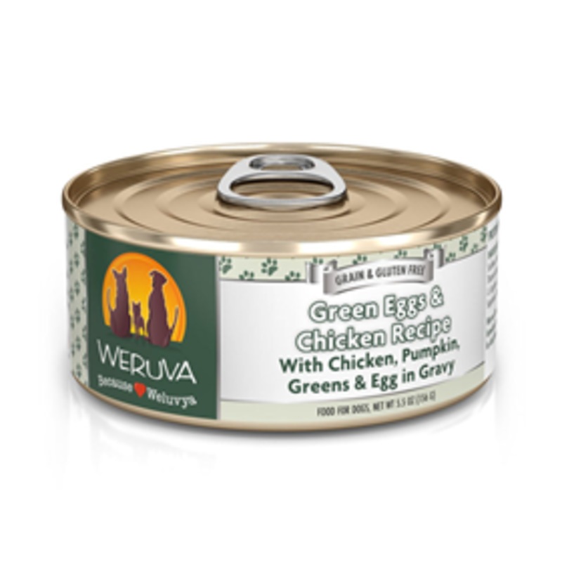 WERUVA Green Eggs & Chicken Recipe with Chicken, Pumpkin, Greens & Egg in Gravy 5.5 oz.