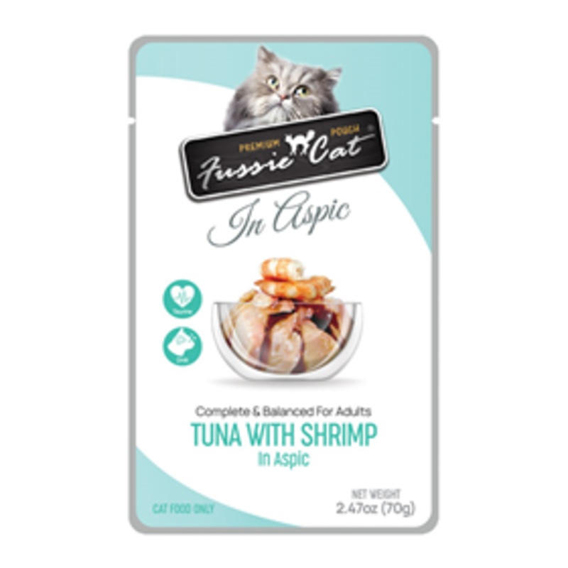 Fussie Cat Premium Pouches Tuna & Shrimp in Aspic 2.47oz
