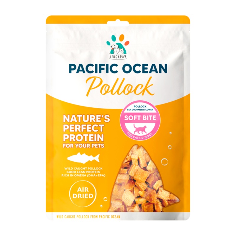 Singapaw Dogs & Cats Pacific Ocean Air Dried Pollock With Sea Cucumber Flower Soft Bite