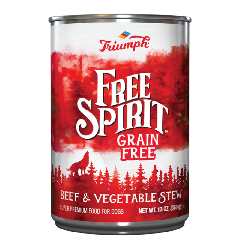 Triumph Free Spirit Grain Free Beef & Vegetable Stew Canned Dog Food: 13- Oz Cans, Case of 12