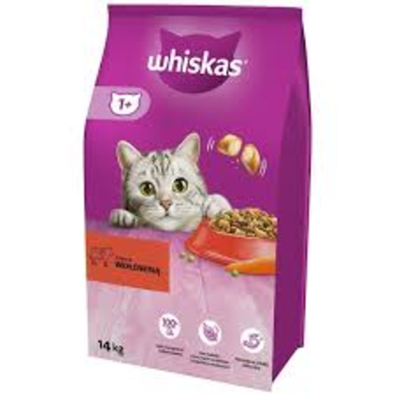 Whiskas Dry Cat Food Beef 14kg
