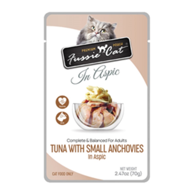 Fussie Cat Premium Pouches Tuna & Small Anchovies in Aspic 2.47oz