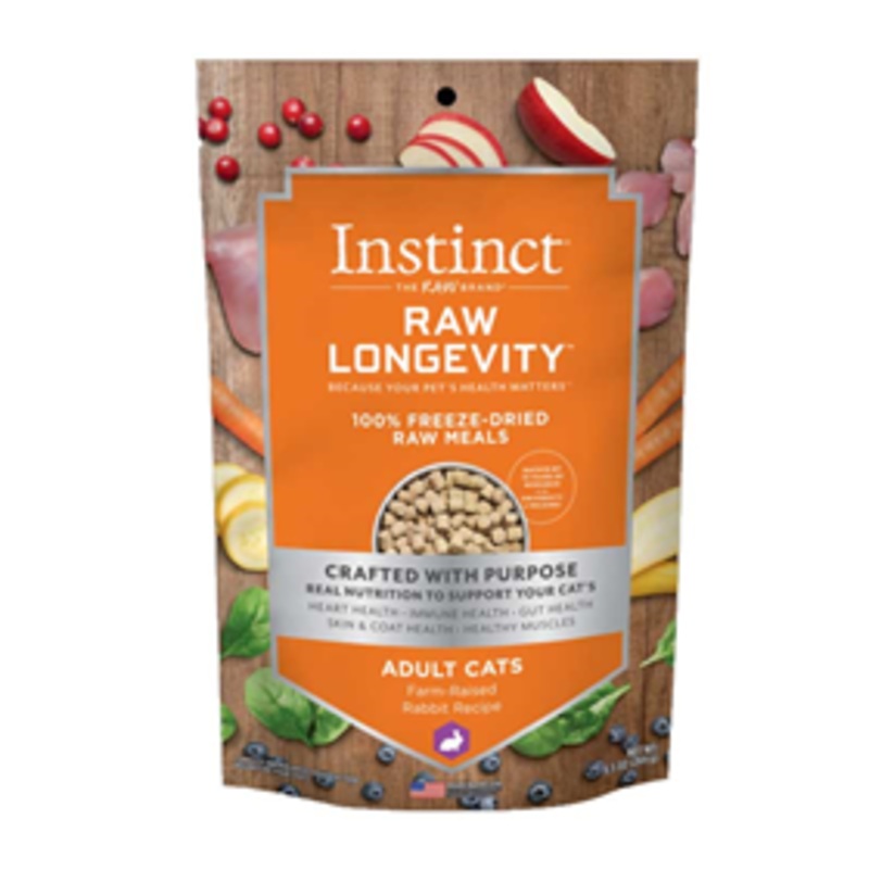 Instinct Raw Longevity 100% Freeze-Dried Raw Meals Adult Cat Farm-Raised Rabbit Recipe