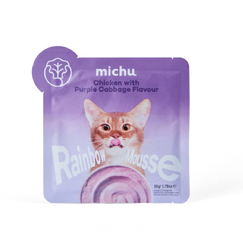 Michu Rainbow Mousse Chicken With Purple Cabbage Flavour Cat Wet Food 50g x 10