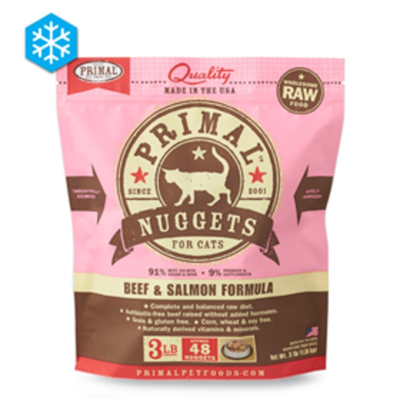 Primal Wholesome Raw Nuggets for Cats Beef & Salmon Formula 3 lb.