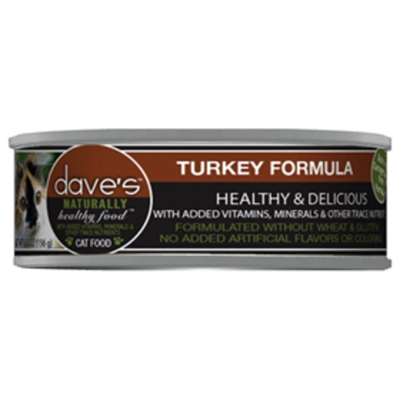 Daves Grain-Free Naturally Healthy Food Turkey Formula Can Food for Cats 5.5 oz.