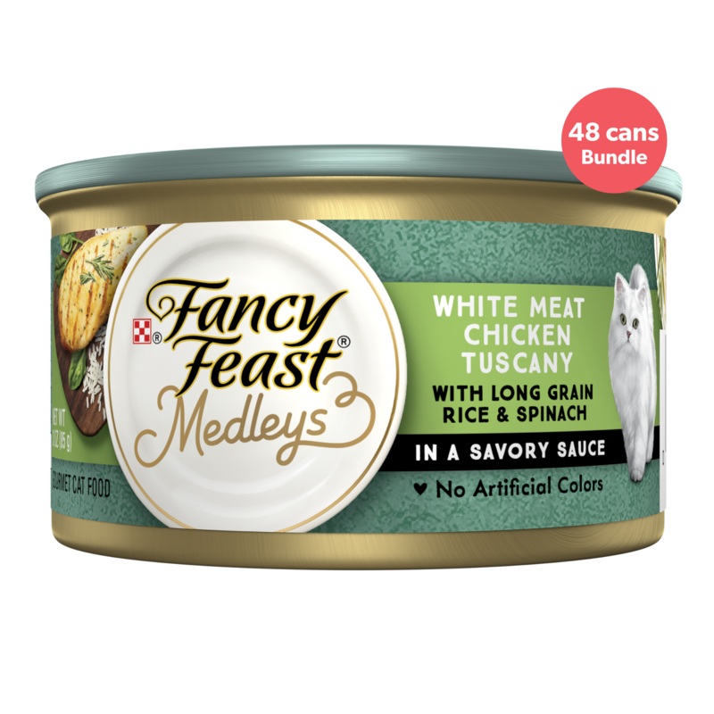 Fancy Feast Medleys White Meat Chicken Tuscany Adult Wet Cat Food 85g x 48