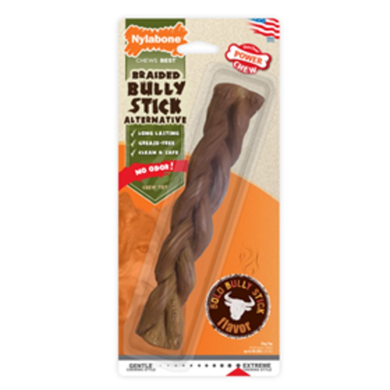 Nylabone Power Chew Alternative Braided Bully Braid Stick Chew Toy 8in.