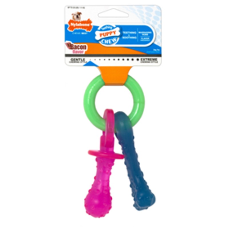 Nylabone Teething Puppy Chew Pacifier Bacon Flavor Small/Regular