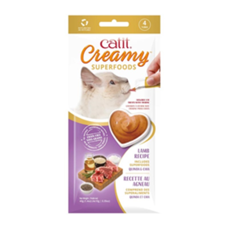 Catit Creamy Superfoods Lamb with Quinoa & Chia Treat for Cats 4pk