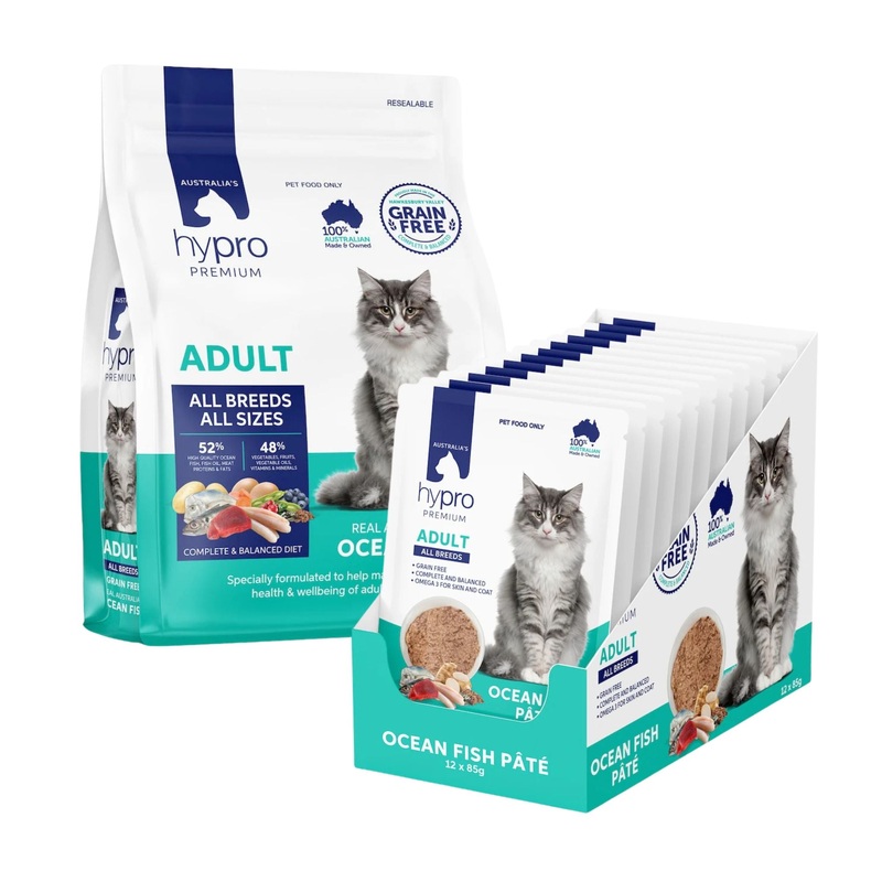 Hypro Premium Grain Free Ocean Fish for Cats Dry + Wet Food Value Bundle