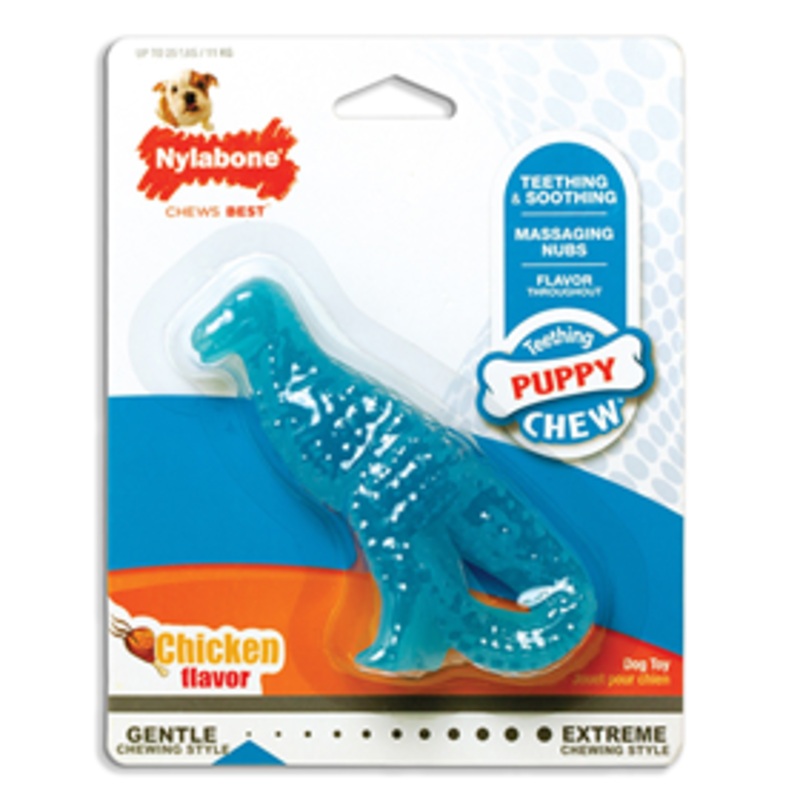 Nylabone Teething Puppy Chew Dental Dinosaur Chew Toy Chicken Flavor