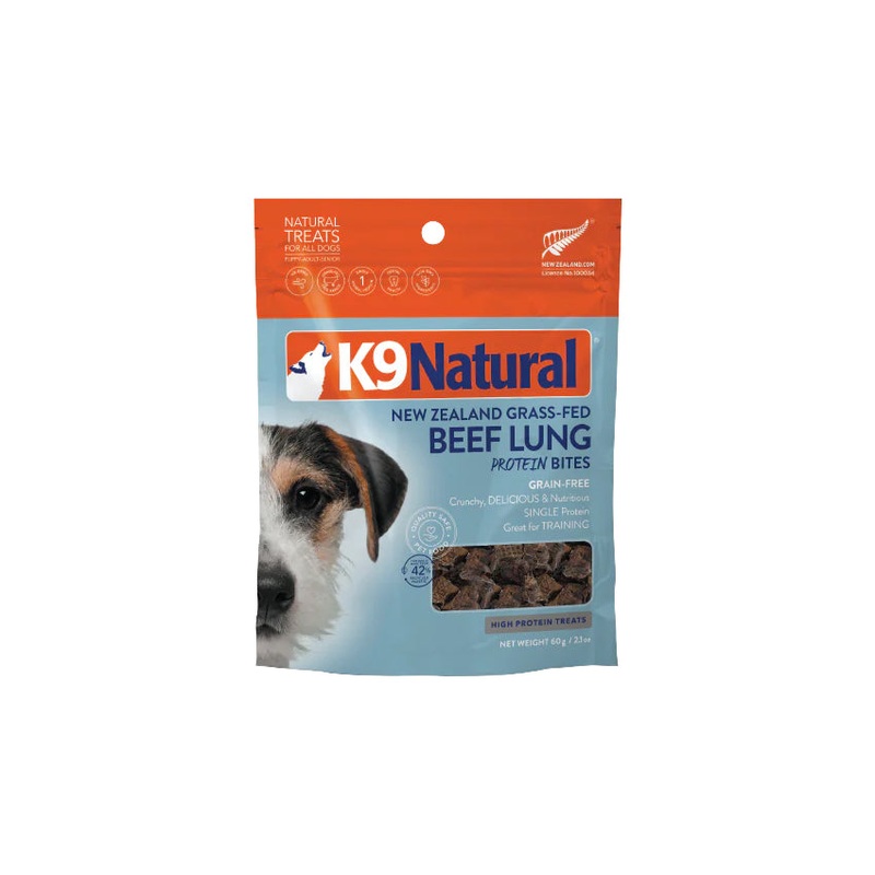 K9 Natural Beef Lung Protein Bites Dog Treats 60g