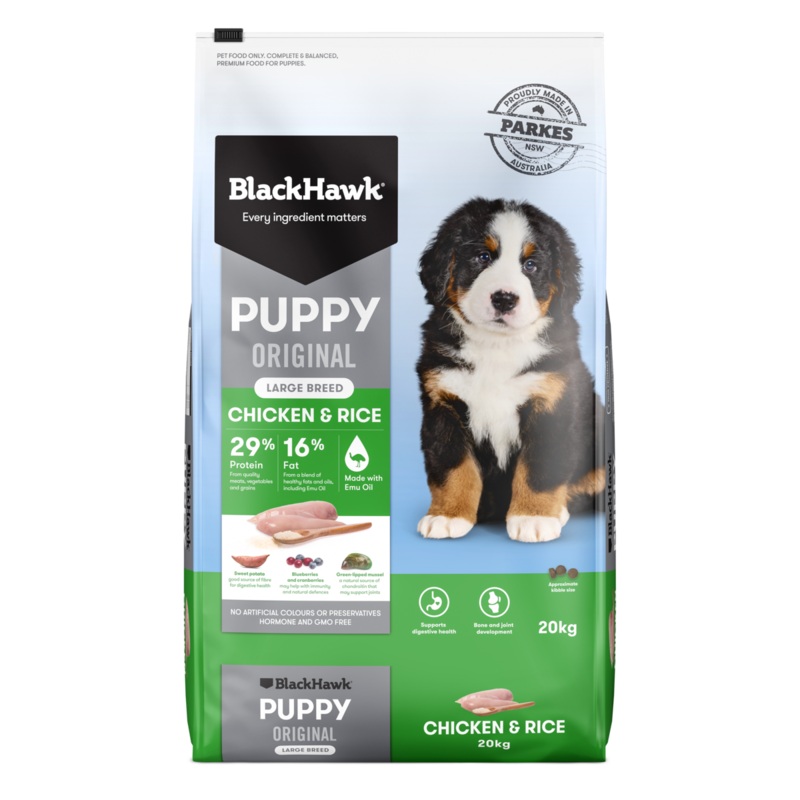 Black Hawk Original Puppy Chicken and Rice Large Breed Dry Dog Food 20kg