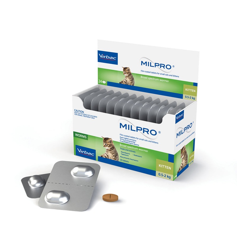 Milpro Broad Spectrum Worming Tablets for Small Cats & Kittens 0.5-2kg – 24 Pack