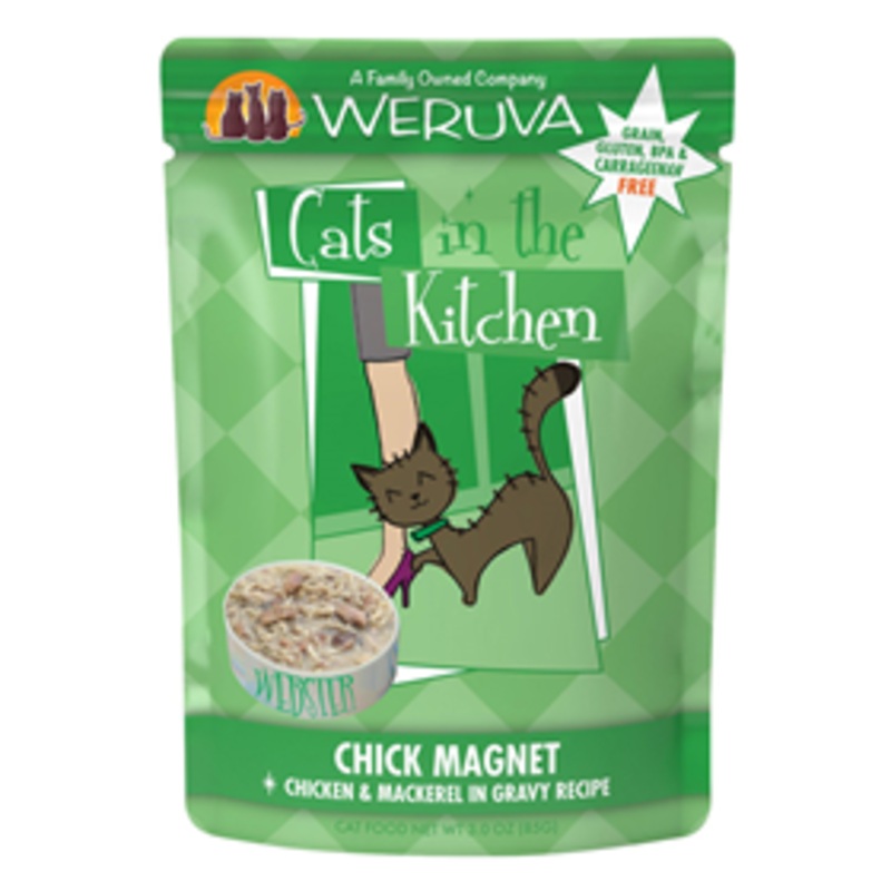 WERUVA Cats in the Kitchen Chick Magnet Chicken & Mackerel in Gravy Cat Food 3.0 oz