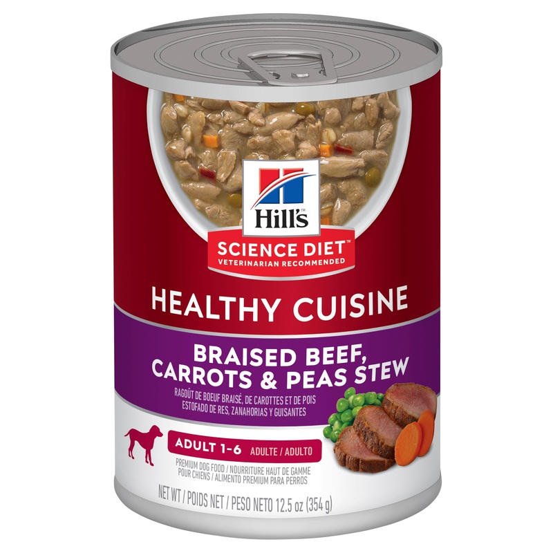 Hill’s Science Diet Adult Healthy Cuisine Beef Carrot & Peas Stew Canned Dog Food 354g x 12