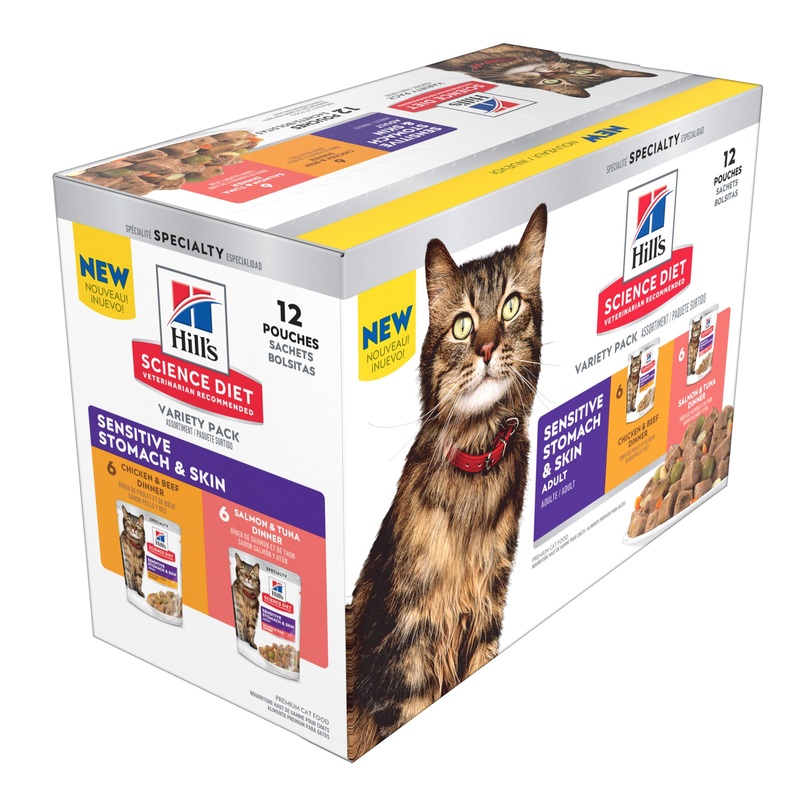 Hill’s Science Diet Adult Sensitive Skin & Stomach Variety Pack Cat Food Pouches 79.37g x 12