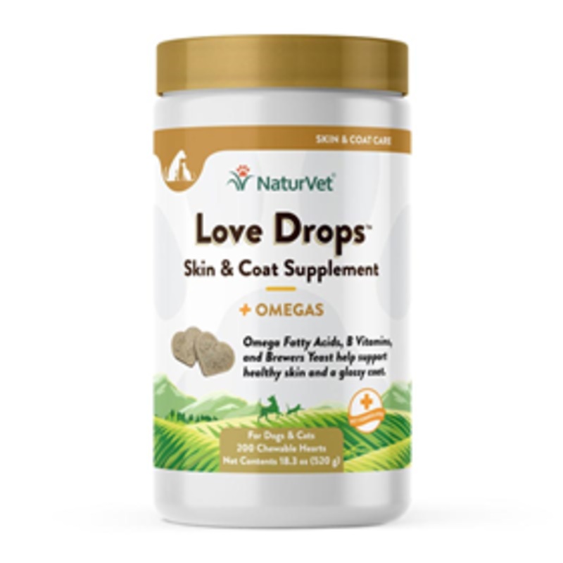 NaturVet Love Drops Skin & Coat Supplement 200 ct.