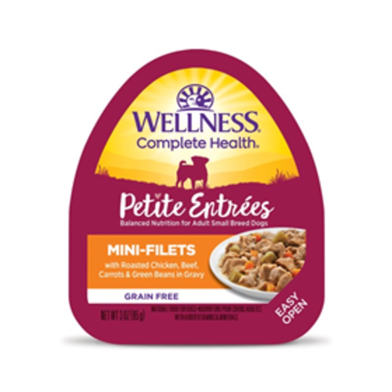 Wellness Petite Entrees Mini-Filets Roasted Chicken, Beef, Carrots & Green Beans in Gravy 3oz Tub