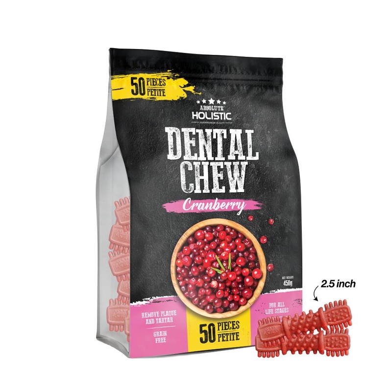 Absolute Holistic Dog Dental Chew Cranberry Petite 450g – 50pcs (2.5)