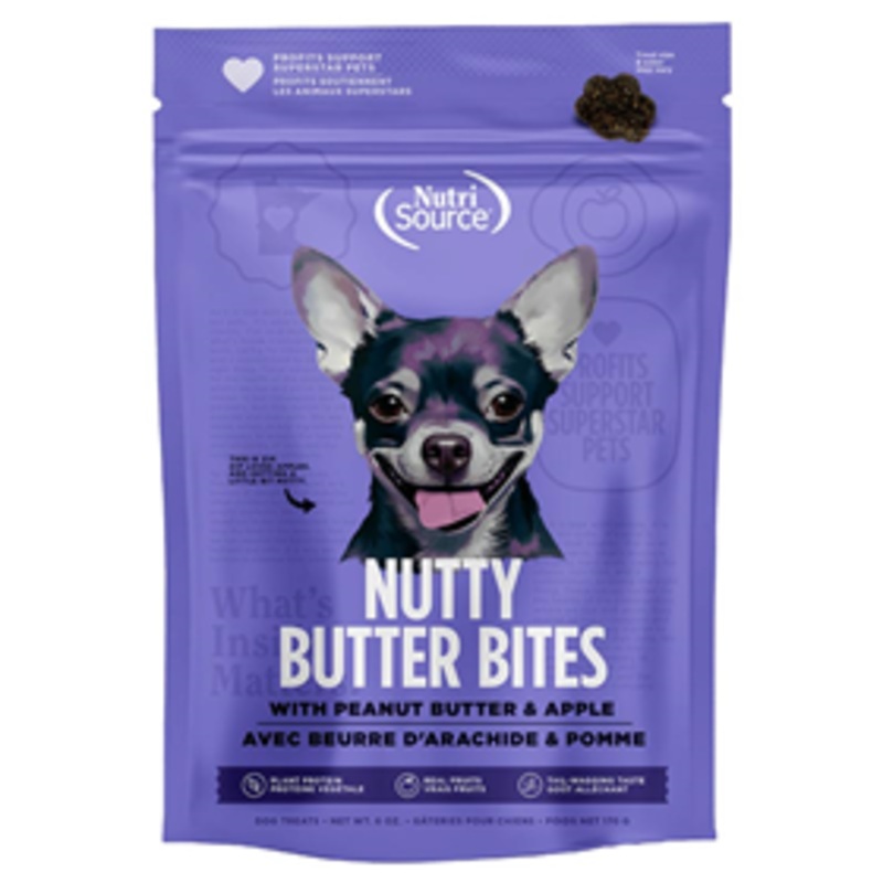 NutriSource Nutty Butter Bites Dog Treats with Peanut Butter & Apple 6 oz