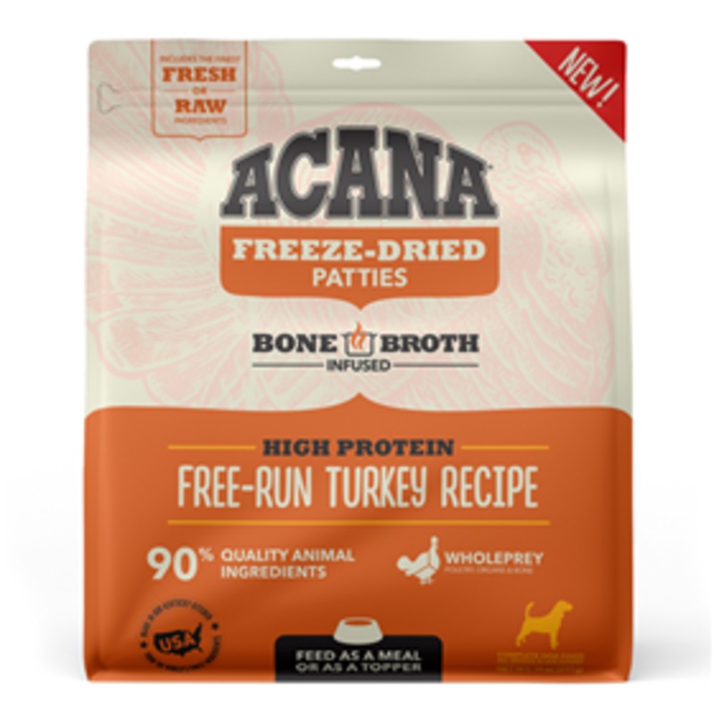 Acana Freeze-Dried Patties High Protein Free-Run Turkey Recipe for Dogs 14 oz.