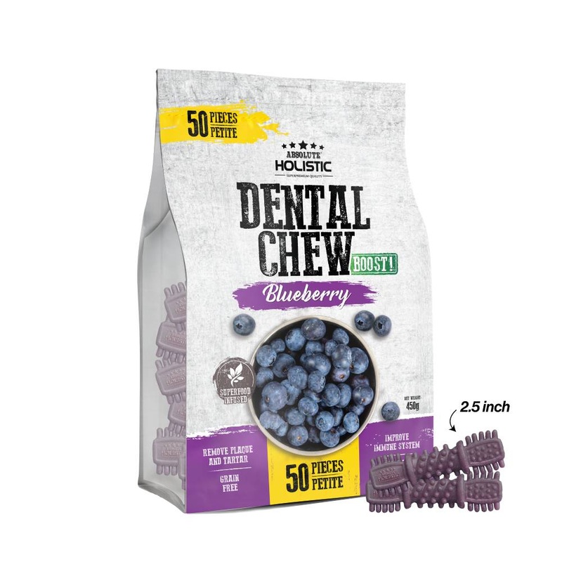 Absolute Holistic Dog Boost Dental Chew Blueberry 450g – 50pcs (2.5)