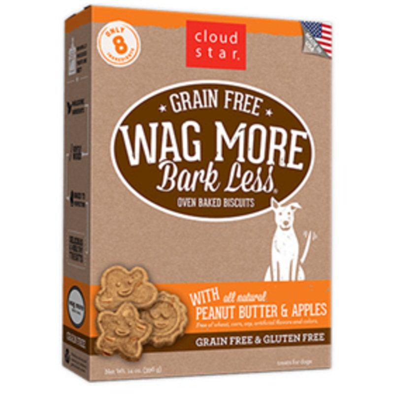 Cloud Star Wag More Bark Less Grain Free Oven-Baked Biscuits Peanut with Butter & Apples 14 oz.