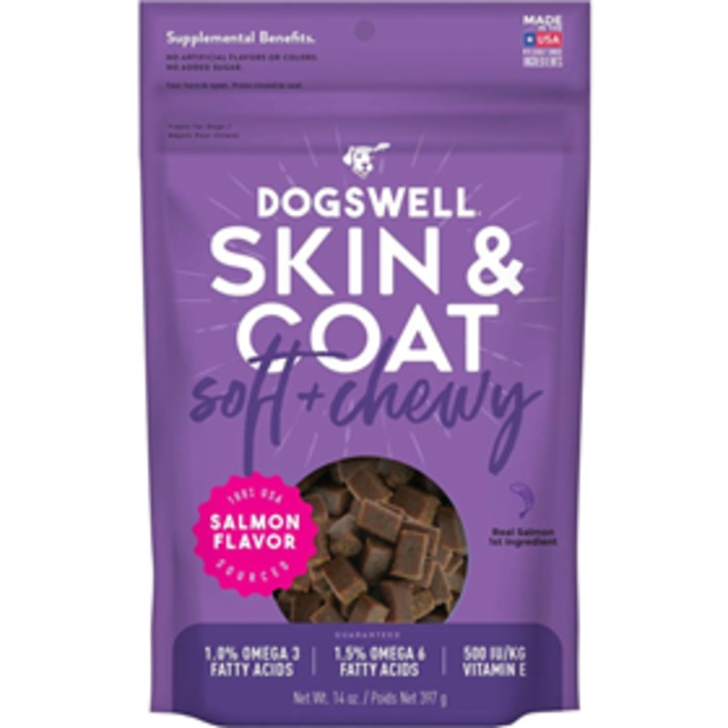 Dogswell Skin & Coat Soft & Chewy Treats Salmon Flavor 14 oz.