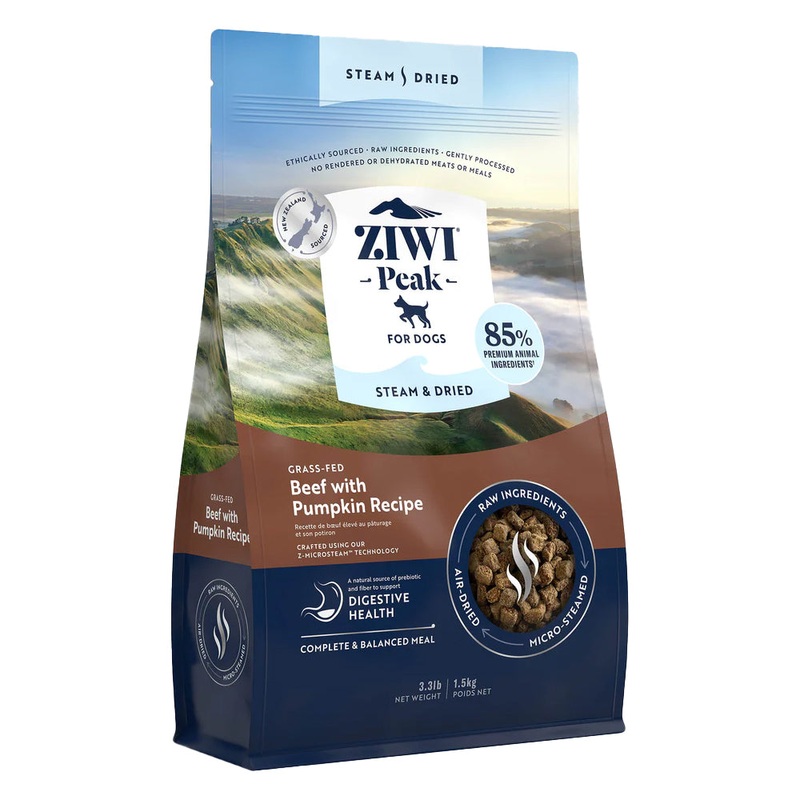 Ziwi Peak Steam & Dried Grass-Fed Beef with Pumpkin Dry Dog Food